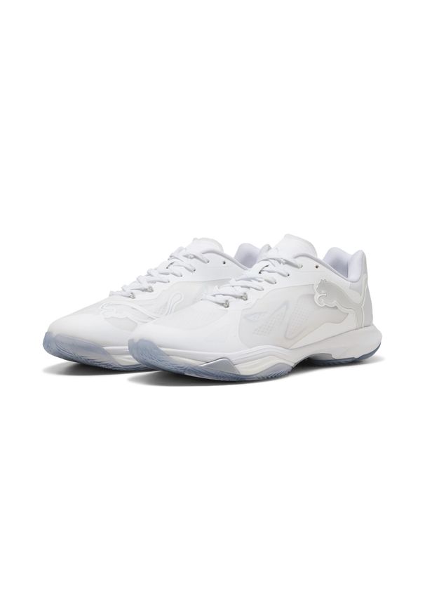 Puma - Buty do piłki ręcznej unisex Vantage NITRO™ PUMA White Silver Ash Gray Metallic. Kolor: szary, biały, wielokolorowy. Sport: piłka ręczna