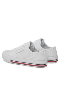 TOMMY HILFIGER - Tommy Hilfiger Trampki Low Cut Lace-Up Sneaker T3A9-33185-1687 S Biały. Kolor: biały. Materiał: materiał