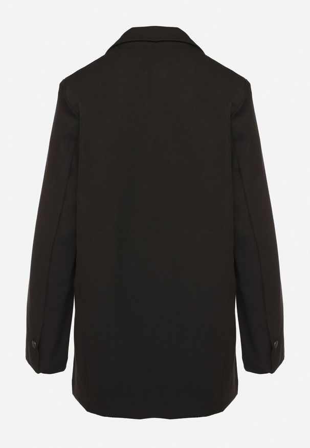 Born2be - Czarna Dwurzędowa Marynarka o Pudełkowym Kroju z Imitacją Kieszeni Lobirana. Okazja: na spotkanie biznesowe, do pracy. Kolor: czarny. Styl: elegancki, biznesowy