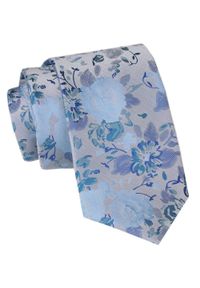Męski Krawat Angelo di Monti - Duże Kwiaty. Kolor: niebieski. Materiał: tkanina. Wzór: kwiaty. Styl: elegancki, wizytowy #1