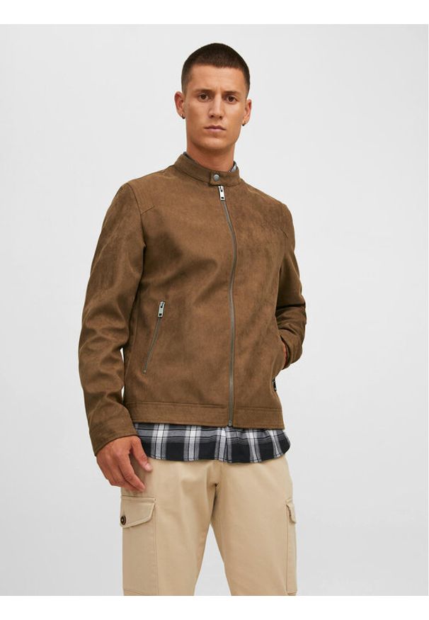 Jack & Jones - Jack&Jones Kurtka z imitacji skóry Rocky 12223141 Brązowy Regular Fit. Kolor: brązowy. Materiał: skóra