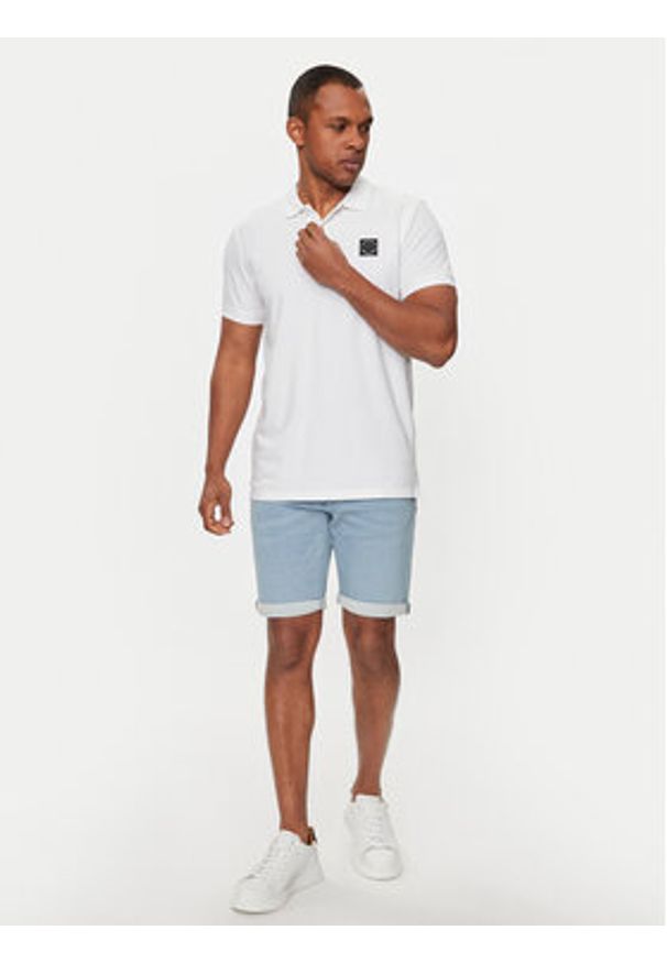 Petrol Industries Polo M-1040-POL945 Biały Slim Fit. Typ kołnierza: polo. Kolor: biały. Materiał: bawełna