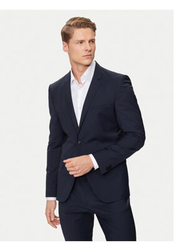 Hugo Garnitur 50450994 Granatowy Extra Slim Fit. Kolor: niebieski. Materiał: wełna