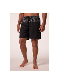 JAY-PI - Męskie Kąpielówki moda plażowa elastyczny pas nadruk na całej powierzchni. Kolekcja: plus size. Kolor: czarny. Materiał: poliester, materiał. Wzór: nadruk