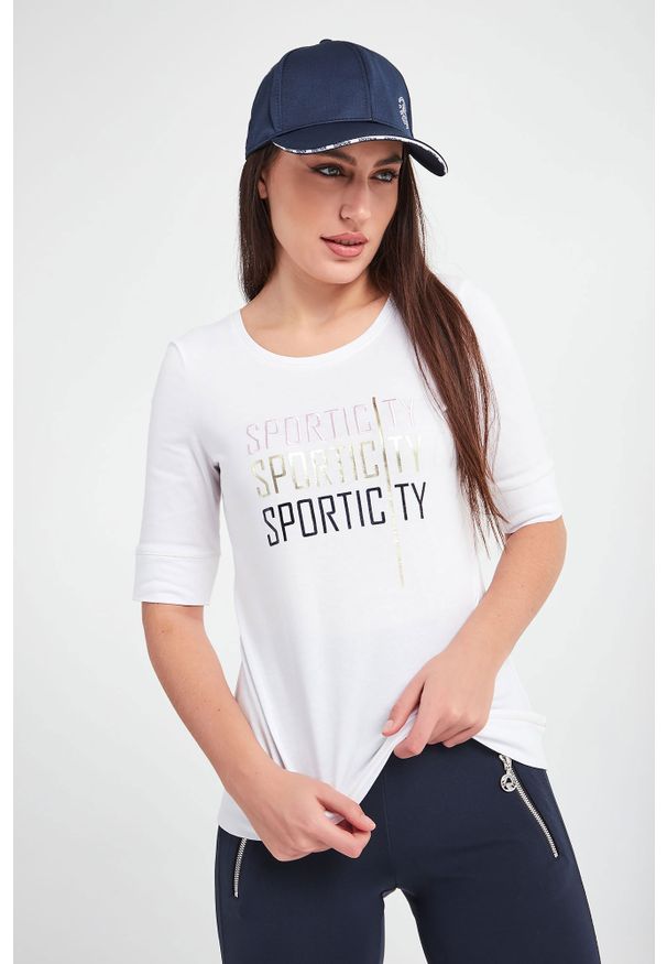 Sportalm - T-SHIRT LIANA SPORTALM. Materiał: bawełna. Wzór: haft, nadruk, kolorowy