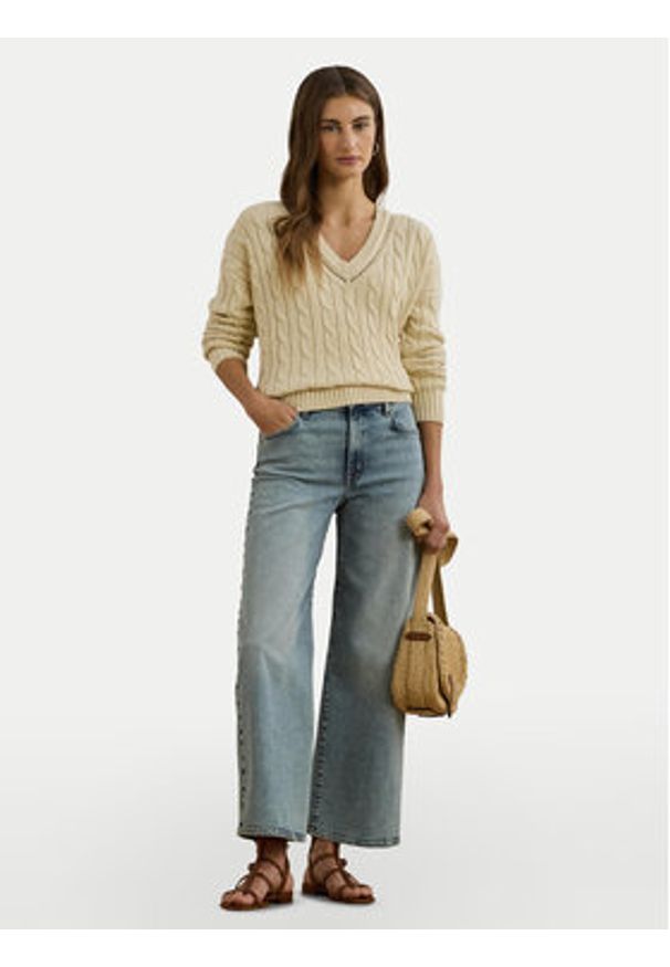 Lauren Ralph Lauren - LAUREN RALPH LAUREN Sweter 200971374002 Beżowy Relaxed Fit. Kolor: beżowy. Materiał: bawełna