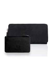 Zestaw skórzany PAOLO PERUZZI ZUP-38-BL portfel i etui czarny. Kolor: czarny. Materiał: skóra. Wzór: kwiaty #1