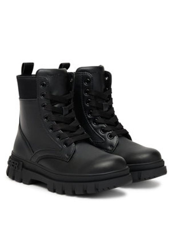 TOMMY HILFIGER - Tommy Hilfiger Trapery Lace-Up Bootie T3A5-34046-1695 S Czarny. Kolor: czarny. Materiał: skóra