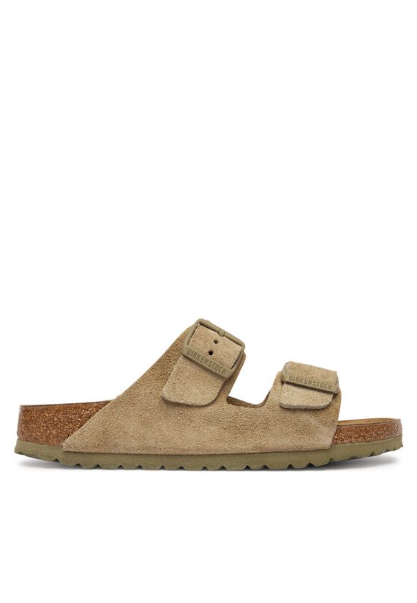 Birkenstock Klapki Arizona 1032061 Khaki. Kolor: brązowy. Materiał: zamsz, skóra