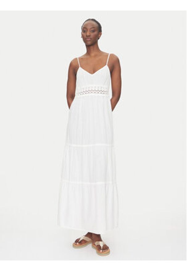 Vero Moda Sukienka letnia Quincy 10324588 Biały Regular Fit. Kolor: biały. Materiał: bawełna. Sezon: lato