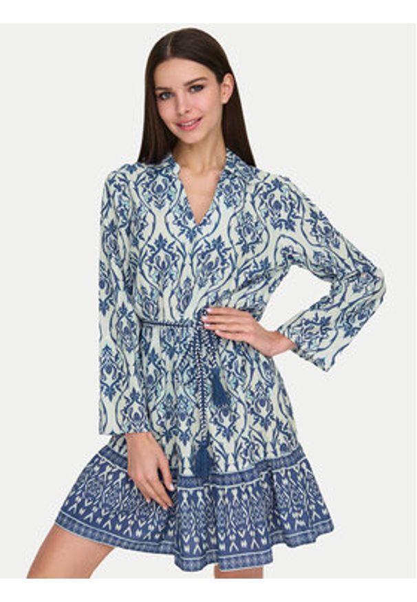 JDY Sukienka koszulowa Anna 15325610 Niebieski Regular Fit. Kolor: niebieski. Materiał: bawełna. Typ sukienki: koszulowe