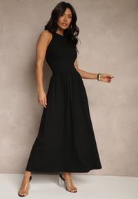 Renee - Czarna Rozkloszowana Sukienka z Bawełny z Kieszeniami Lirevane. Okazja: na co dzień. Kolor: czarny. Materiał: bawełna. Styl: klasyczny, elegancki, casual #1