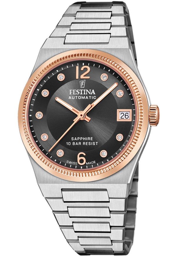 Zegarek damski Festina F20031-3 CYRKONIE srebrny. Kolor: srebrny