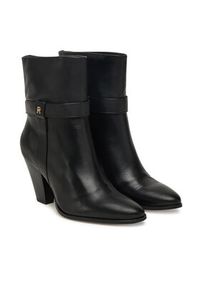 TOMMY HILFIGER - Tommy Hilfiger Botki Th T-Strap Leather Pointy Bootie FW0FW08984 Czarny. Kolor: czarny. Materiał: skóra