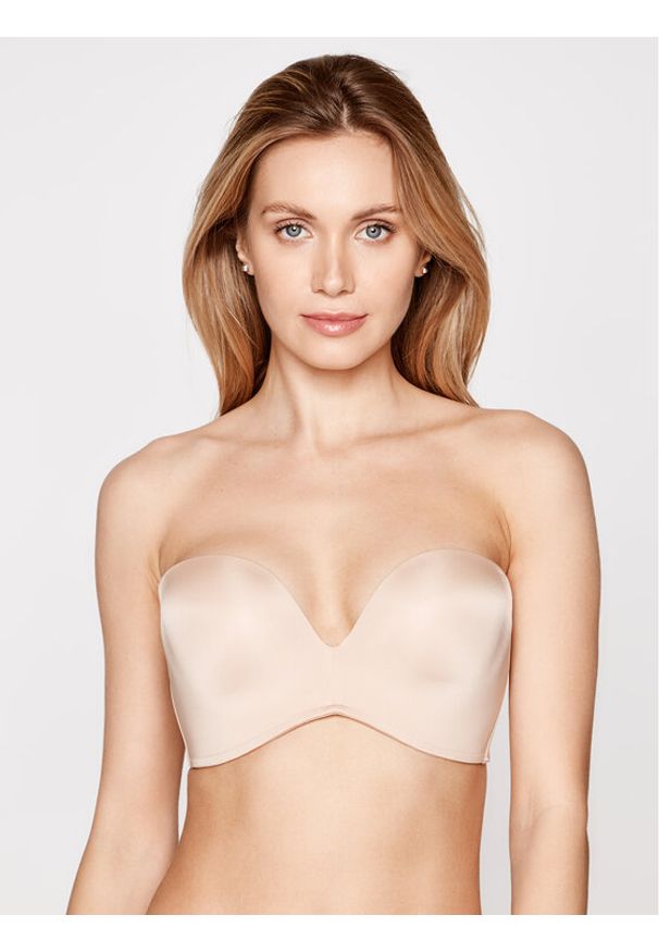 Wonderbra Biustonosz bardotka WB00032D Beżowy. Kolor: beżowy. Materiał: syntetyk