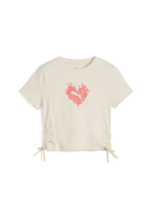 Koszulka Puma Flaming Love Knotted Tee T-Shirt G Dzieci. Kolor: biały, wielokolorowy, beżowy