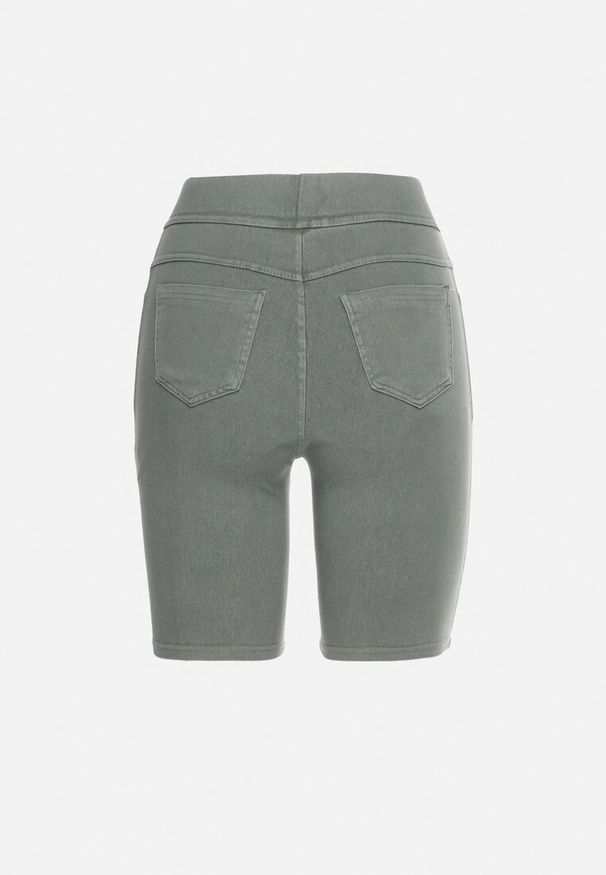 Born2be - Zielone Szorty Jeansowe z Gumką w Pasie i Wysokim Stanem Kivolia. Stan: podwyższony. Kolor: zielony. Materiał: jeans. Sezon: lato
