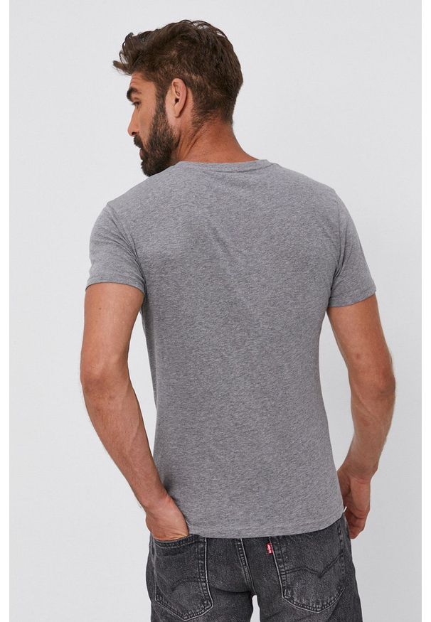 TOMMY HILFIGER - Tommy Hilfiger - T-shirt bawełniany. Okazja: na co dzień. Kolor: szary. Materiał: bawełna. Wzór: nadruk. Styl: casual