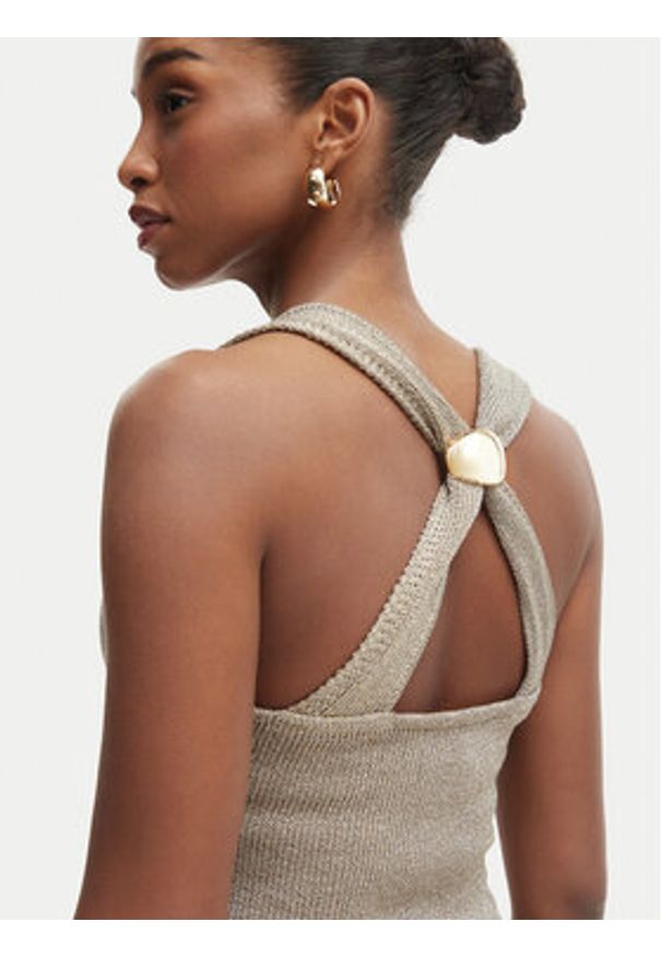 SIMONA CORSELLINI - Simona Corsellini Sukienka dzianinowa P26CPABO0301 Szary Slim Fit. Kolor: szary. Materiał: wiskoza