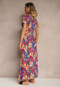 Renee - Różowa Sukienka z Bawełny w Abstrakcyjny Wzór Emisienna. Okazja: na imprezę. Kolor: różowy. Materiał: bawełna. Sezon: lato. Styl: elegancki #4