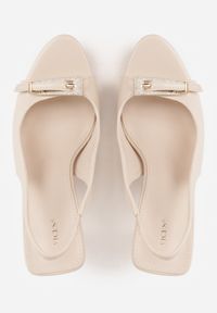 Renee - Beżowe Sandały VICES na Szpilce z Klamerką na Nosku Ozodbioną Cyrkoniami Tikeni. Okazja: na co dzień. Kolor: beżowy. Wzór: aplikacja. Obcas: na szpilce. Styl: casual, klasyczny. Wysokość obcasa: średni #2