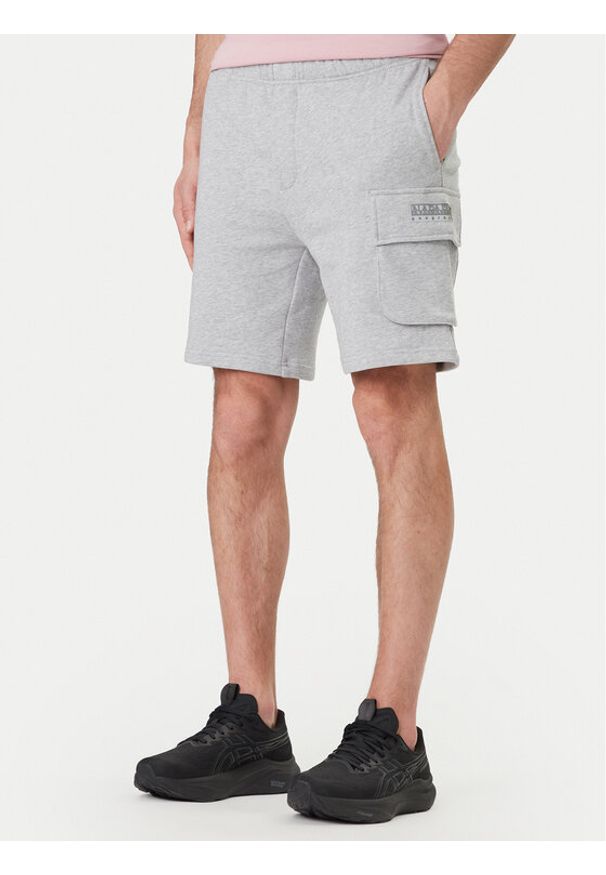 Napapijri Szorty sportowe N-Box Logo NP0A4I59 Szary Relaxed Fit. Kolor: szary. Materiał: bawełna. Styl: sportowy
