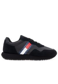 Buty Tommy Jeans TJM Modern Runner EM0EM01316-BDS - czarne. Zapięcie: sznurówki. Kolor: czarny. Materiał: zamsz, skóra. Szerokość cholewki: normalna. Wzór: aplikacja #1