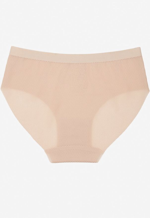 Renee - Beżowe Klasyczne Majtki Typu Figi Davirosa. Kolor: beżowy. Materiał: jeans