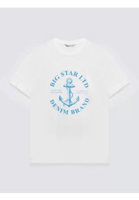 Big-Star - Koszulka męska z kontrastowym nadrukiem biała Kartes 100. Kolor: biały. Materiał: dzianina, bawełna. Wzór: nadruk. Styl: klasyczny #1