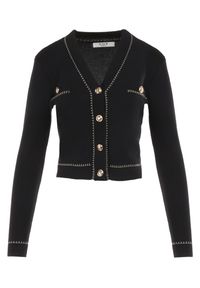 Born2be - Czarny Kardigan Patli. Kolor: czarny. Długość rękawa: długi rękaw. Długość: długie. Styl: retro, elegancki #5