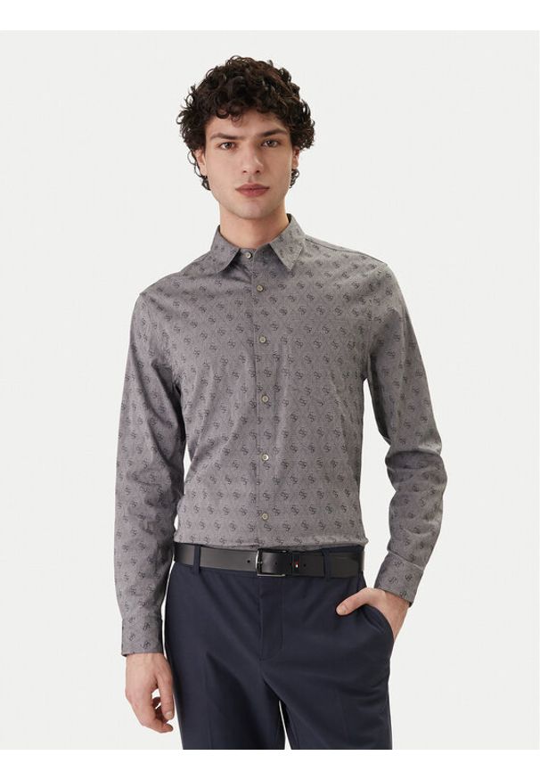 Guess Koszula M6GH18 W1713 Szary Regular Fit. Kolor: szary. Materiał: bawełna