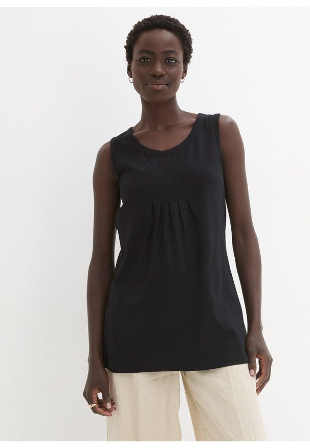 bonprix - Długi top. Kolor: czarny. Długość: długie. Styl: elegancki