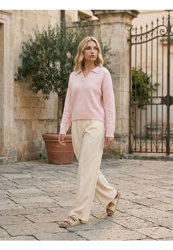 Sinsay - Sweter z kołnierzem - różowy. Kolor: różowy