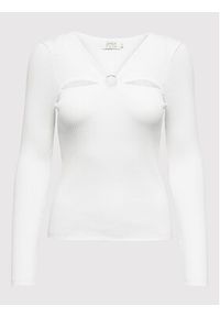 only - ONLY Bluzka Perla 15272748 Biały Slim Fit. Kolor: biały. Materiał: syntetyk