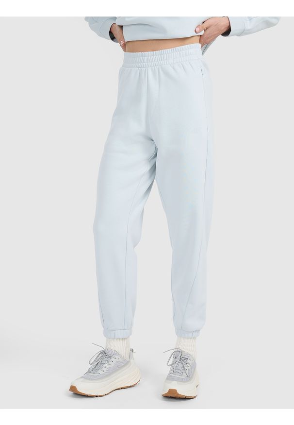 4f - 4F Spodnie dresowe joggery damskie - niebieskie S. Kolor: niebieski. Materiał: dresówka