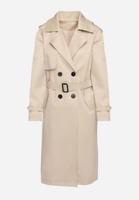 Born2be - Beżowy Długi Płaszcz Trencz o Klasycznym Fasonie z Paskiem Nasde. Okazja: na co dzień. Kolor: beżowy. Materiał: jeans. Długość: długie. Styl: klasyczny #7