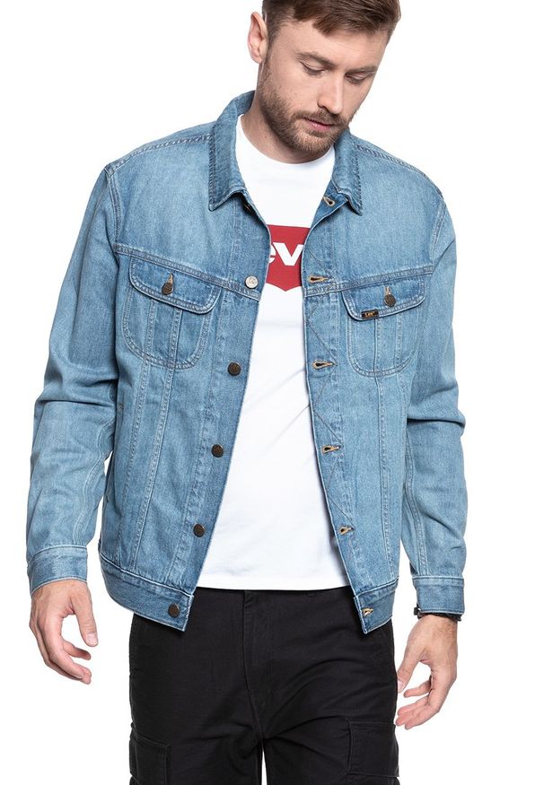 Lee - LEE RIDER JACKET MĘSKA KURTKA JEANSOWA OAKWOOD LIGHT L89ZLJXA 112124008. Materiał: jeans