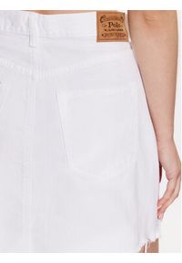 Polo Ralph Lauren Spódnica jeansowa 211903405001 Biały Slim Fit. Kolor: biały. Materiał: jeans, bawełna