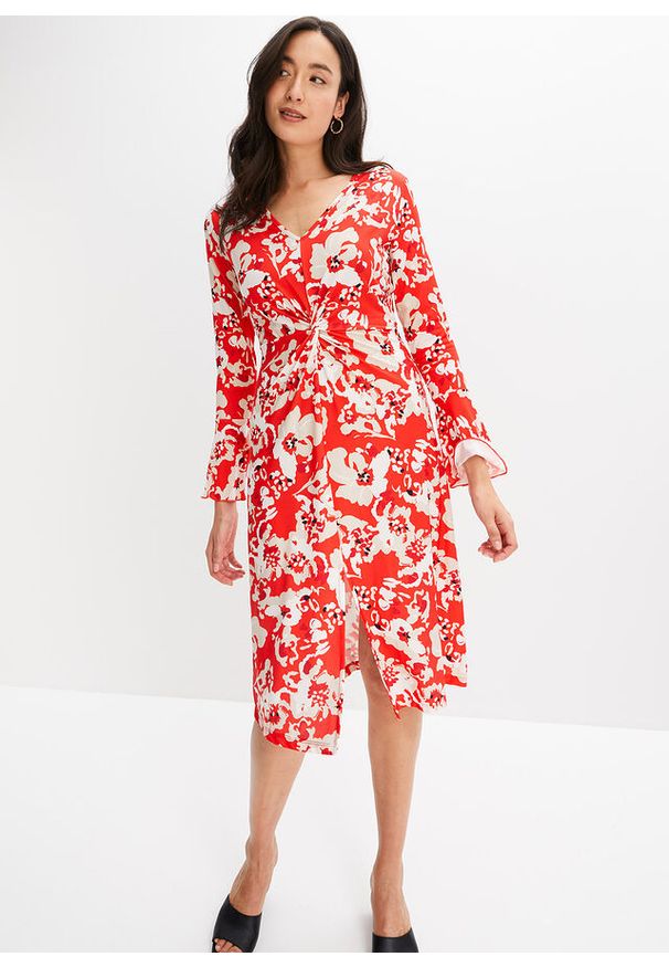 bonprix - Sukienka shirtowa. Kolor: czerwony