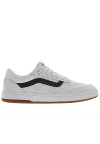 Buty męskie Vans Cruze 3.0 Stitch Sidestripe VN000D6SCJA1 - białe. Okazja: na co dzień. Zapięcie: sznurówki. Kolor: biały. Materiał: materiał, syntetyk, skóra, guma. Szerokość cholewki: normalna