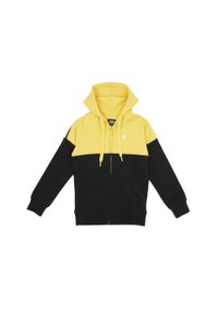 LEONE 1947 APPAREL - Dwukolorowa dziecięca bluza z kapturem i zamkiem błyskawicznym New Tape. Typ kołnierza: kaptur. Kolor: żółty. Sport: joga i pilates