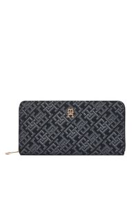 TOMMY HILFIGER - Tommy Hilfiger Duży Portfel Damski Icon Lrg Za Jacquard AW0AW17956 Czarny. Kolor: czarny. Materiał: materiał