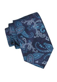Krawat Męski - Alties - Odcienie Niebieskiego i Granatu, Duży Wzór. Kolor: niebieski. Materiał: tkanina. Styl: elegancki, wizytowy #1