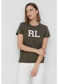 Polo Ralph Lauren t-shirt bawełniany 211847076005 kolor zielony. Typ kołnierza: polo. Kolor: zielony. Materiał: bawełna. Długość rękawa: krótki rękaw. Długość: krótkie. Wzór: nadruk #5