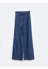 Big-Star - Jeansy damskie wide z paskiem granatowe Julii 398. Okazja: na co dzień. Stan: podwyższony. Kolor: niebieski. Styl: klasyczny, elegancki, casual #6