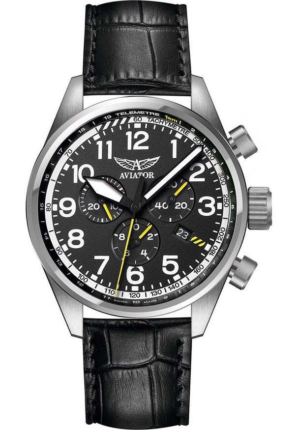 AVIATOR - Zegarek Aviator Zegarek męski Aviator V.2.25.0.169.4 czarny. Kolor: czarny