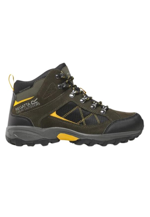 Buty trekkingowe męskie Regatta Clydebank. Kolor: zielony. Materiał: poliester, skóra. Sport: turystyka piesza