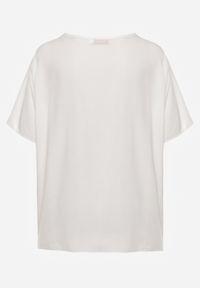Born2be - Biała Bluzka Euphthise. Okazja: na co dzień. Kolekcja: plus size. Kolor: biały. Materiał: materiał, jeans. Wzór: aplikacja, haft. Styl: klasyczny, casual #6