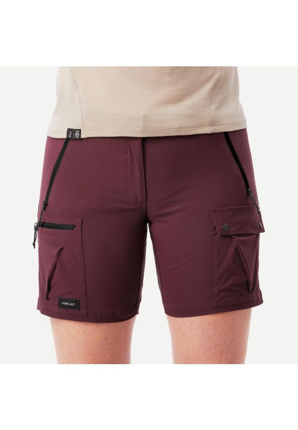 SIMOND - Spodenki trekkingowe damskie Forclaz MT500. Kolor: wielokolorowy, czarny, fioletowy. Materiał: materiał, syntetyk, tkanina