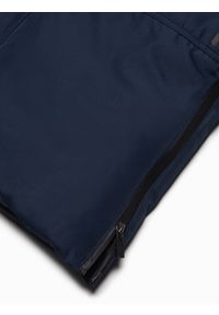 Ombre Clothing - Zimowa kurtka męska alaska z odpinanym futerkiem od kaptura - granatowa V1 OM-JALJ-0148 - XXL. Kolor: niebieski. Materiał: futro. Długość: długie. Wzór: nadruk. Sezon: zima #4